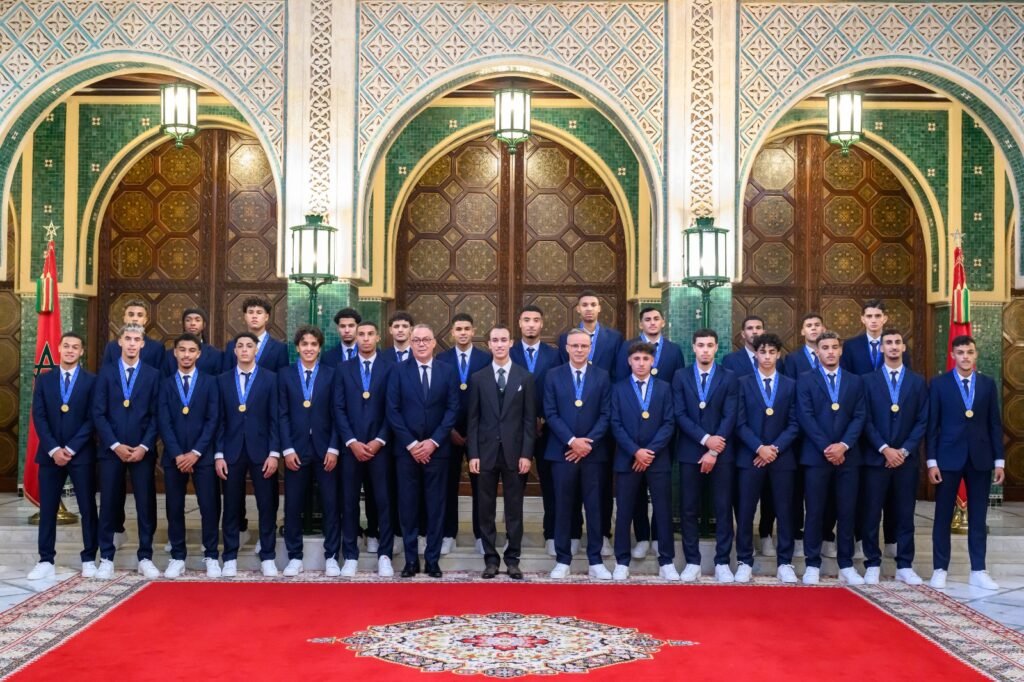 صاحب السمو الملكي ولي العهد الأمير مولاي الحسن يترأس حفلا أقامه جلالته على شرف أعضاء المنتخب الوطني لكرة القدم لأقل من 20 سنة، بطل العالم