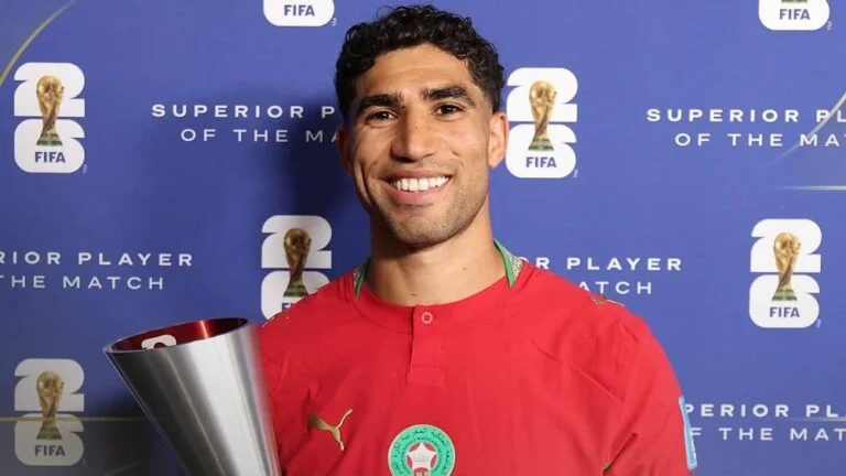 أشرف حكيمي يتوج بجائزة أفضل لاعب في مباراة المغرب وهايتي بمونديال 2026